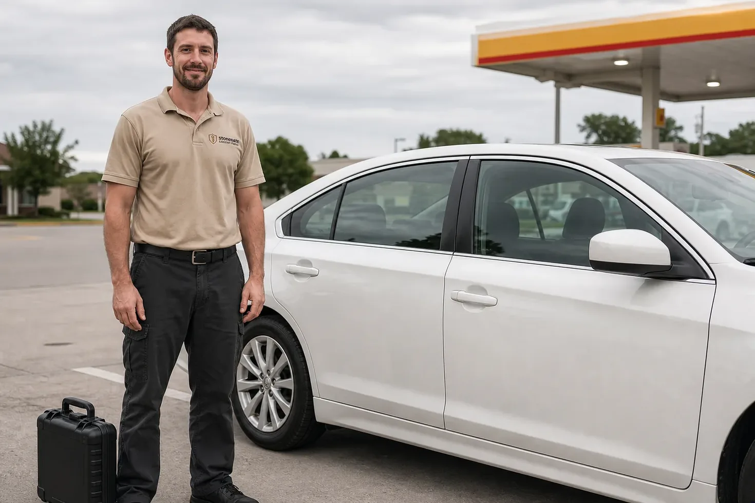 Locksmith opening a locked car door in Cape Coral, FL